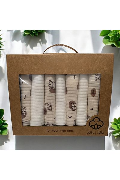 BYS TİCARET 100% Organic Cotton Baby Girl - Boy Mouth Wipes Set of 7 Boxed