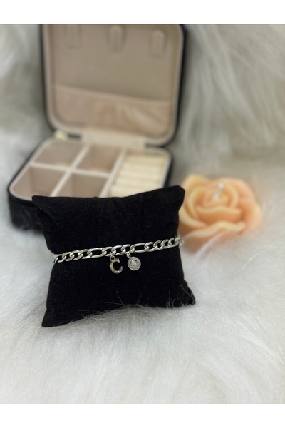 VENTİ VENTİSCA Steel Anti-Tarnish Letter and Tuğra Detailed Bracelet, for Lov...