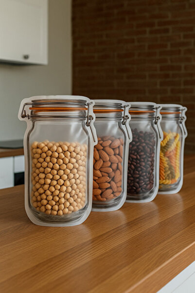 Dekals 10 Adet BÜYÜK BOY 17,5x27 cm Kilitli Kavanoz Poşet Buzdolabı Poşeti Kurabiye çerez Poşeti