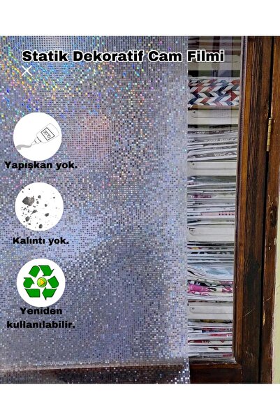 Başak Ev Tekstili Cam Filmi Kaplama Statik Folyo Buzlu Desenli Duşa Kabin Pencere Ofis Dekorasyon