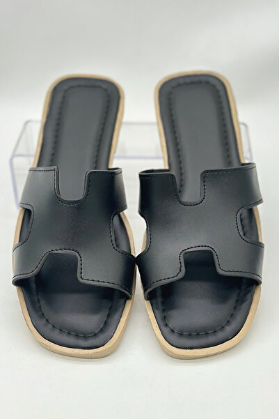 SWORD Καλοκαιρινές Παντόφλες - H Pattern Flat Faux Leather Γυναικείες καλοκαιρινές παντόφλες - Casual παντόφλες