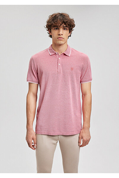 Mavi Şerit Detaylı Kırmızı Polo Tişört Slim Fit / Dar Kesim 065900-33203
