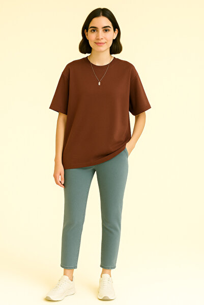 EydaMoon Γυναικείο Basic Oversize MODAL FABRIC T-Shirt Μεταξένιο μαλακό ζωηρό χρώμα Φαρδιά εφαρμογή