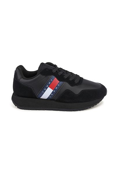 Tommy Hilfiger Pánské černé tenisky semišové značky s logem z recyklovaného polyesteru s gumovou podrážkou