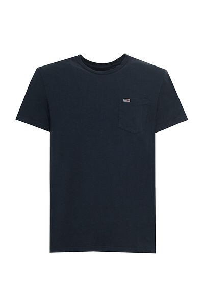 Tommy Jeans Bedingung für Herren – rechteckige Ärmel – schlichtes Design – Stehkragen – Borduar-Logos – Button Unutmaz