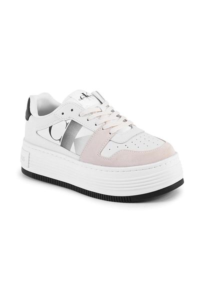 Calvin Klein Dámské stylově vypadající kožené bílé tenisky s logem značky Vhodné pro příležitostné použití Yw0yw01308-01w