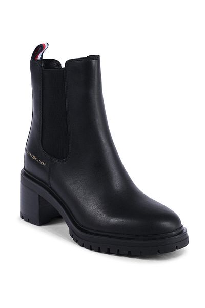 Tommy Hilfiger Dámské Tommy Hilfiger Logo Gumová podešev Elastická bočnice na podpatku Stylově vypadající dámské kozačky Černá