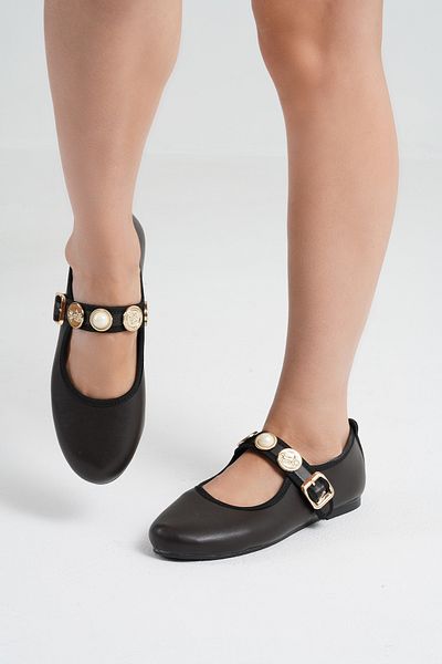 Beyond Women's Bitter Brown Leather Ballerinas with Coin Buckle Byndpt01