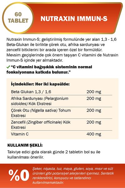 Nutraxin Immun-S Vitamin Supplement 60 Tablets