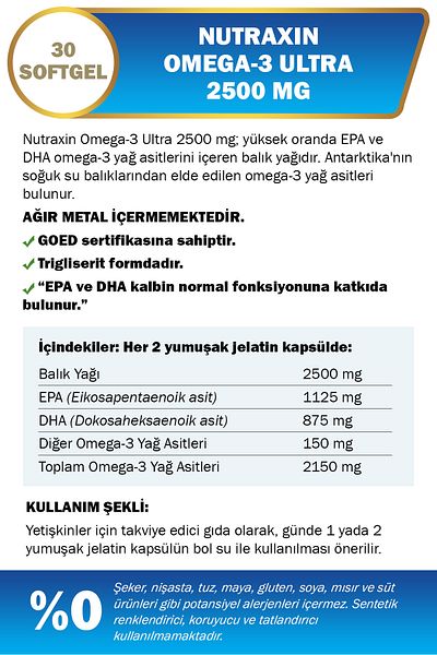 Nutraxin Omega-3 Ultra 2500 Mg 30 Softgel