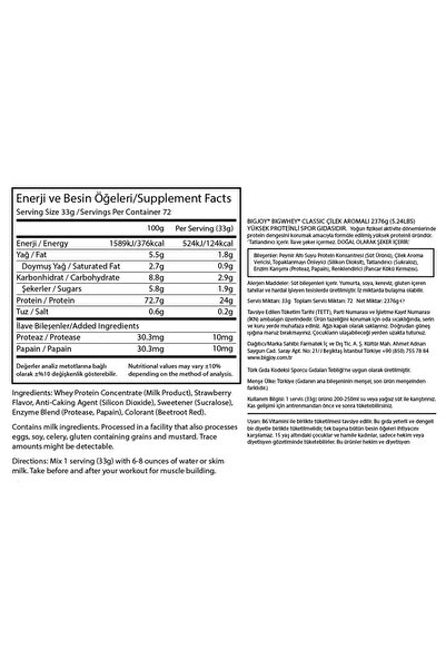 Bigjoy Sports Big Whey Classic Whey Protein Çilek Aromalı 2376g 72 Servis