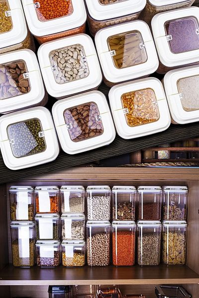 MYBOX 6-Piece Spice Rack Vacuum Storage Container White (Special Lid), Food Container