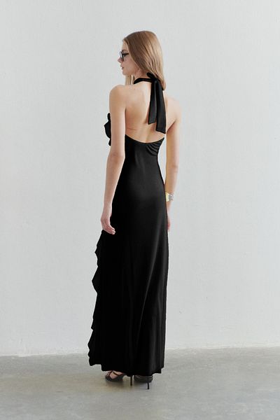 Trendyol Collection Schwarzes, mit Rüschen gefüttertes Tüll-Abendkleid in limitierter Auflage, Nachtabendkleid TPRSS25AE00063