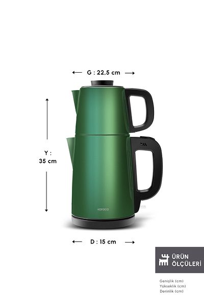 Karaca Emerald Green Inox Steel Tea Maker - Tea Break 2 in 1