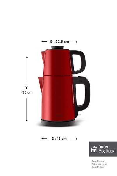 Karaca Rudolph Red - Tea Break 2 in 1 Steel Tea Maker