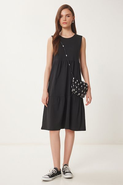 Happiness İstanbul Women's Black Sleeveless Basic Summer Knitted Dress Cr00479