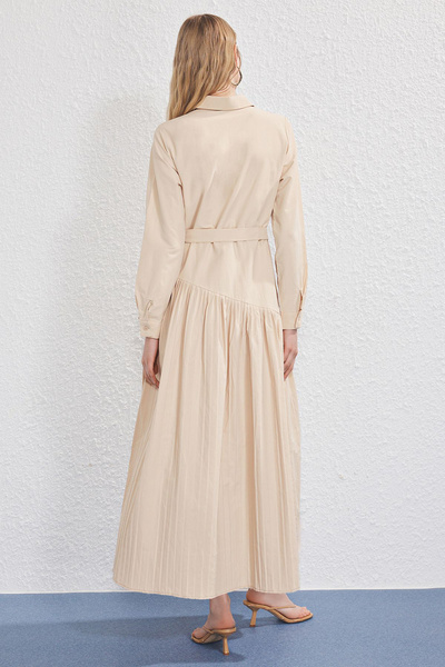 Trendyol Modest Stone Pleated Poplin Woven Dress Tctss25Eb00139