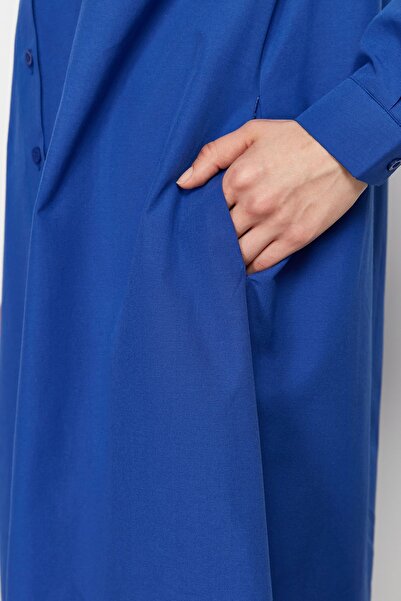 Trendyol Modest Rochie cămașă țesătă cu nasturi Saks TCTSS24EB00137