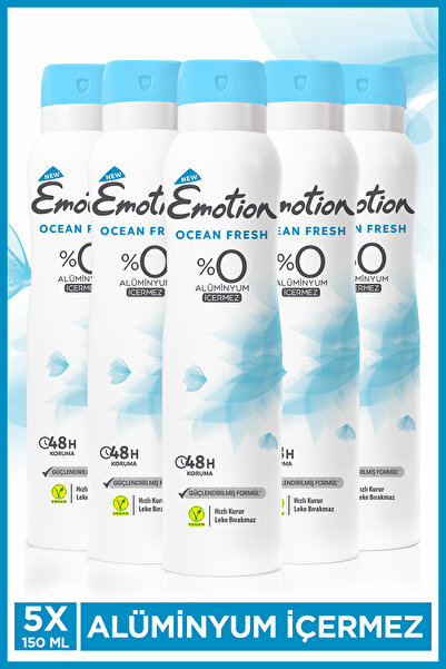 Emotion Ocean Fresh Kadın Vegan Deodorant 5x150 Ml Hızlı Kurur, Leke Bırakmaz