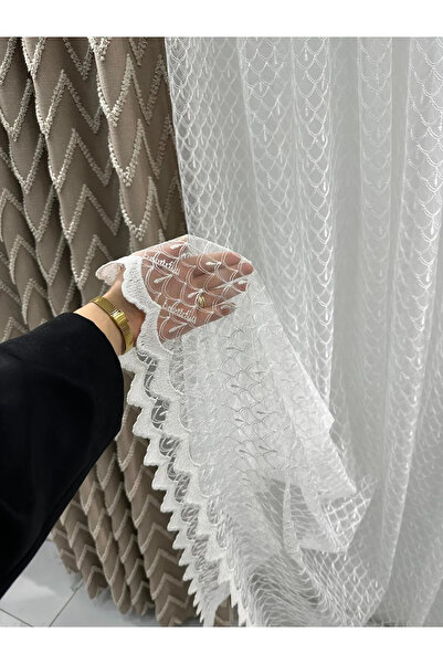 beatiful TÜL PERDE BRODE KUMAŞ KOMPLE DESENLİ YENİ MODEL 1/3 SIK PİLELİ BORU PİLE