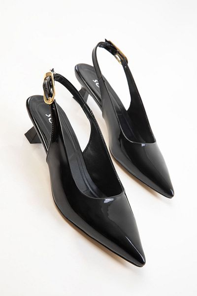 SOHO Black Patent Leather Women's Classic Heeled Shoes 20618
