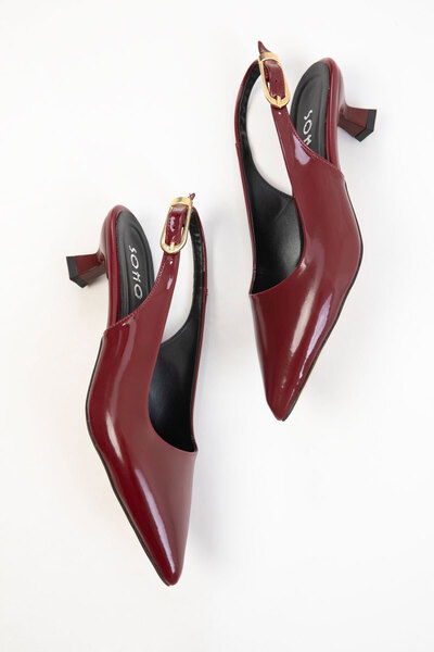 SOHO Claret Red Patent Leather Women's Classic Heeled Shoes 20618