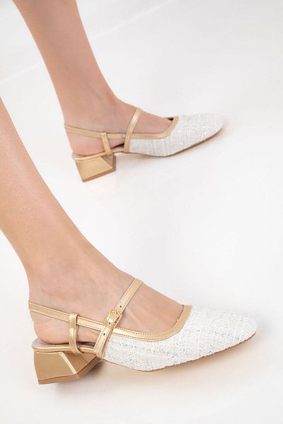 SOHO Goldfarbene klassische Damenschuhe mit Absatz 20487