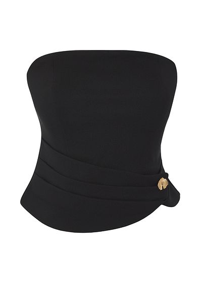 Trendyol Collection Schwarzes, trägerloses, detailliertes, gewebtes, stilvolles Bustier TPRSS25BS00026