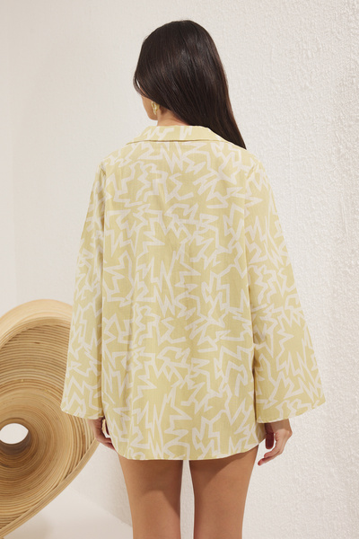 Trendyol Collection Geometrikus mintás szőtt fűzős részletes 100% pamut stranding TBESS25GO00024