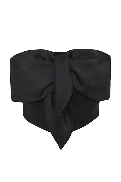 Trendyol Collection Schwarzes, trägerloses, gewebtes, stilvolles Bustier mit Schleife TPRSS25BS00023