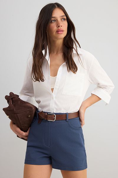Trendyol Collection Indigo Cotton Gabardine Mini Shorts & Bermuda Twoss25Sr00210