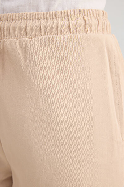 Trendyol Collection Beige Cotton Gabardine Mini Lace-Up Shorts & Bermuda Twoss25Sr00212