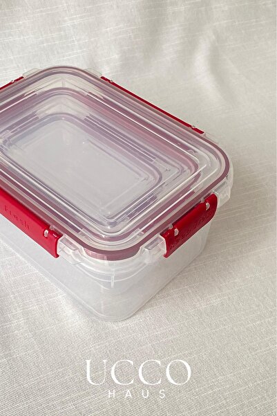 UCCO 3-Piece Lockable Leakproof Storage Container – 375-900-1700 ml with Gasket Microwave and Dishwasher Compatible
