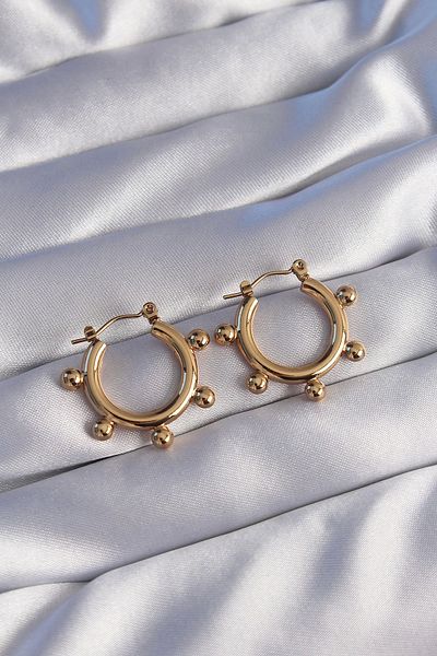 lumossia 316L Steel Gold Color Oval Earrings with Topcuk Design