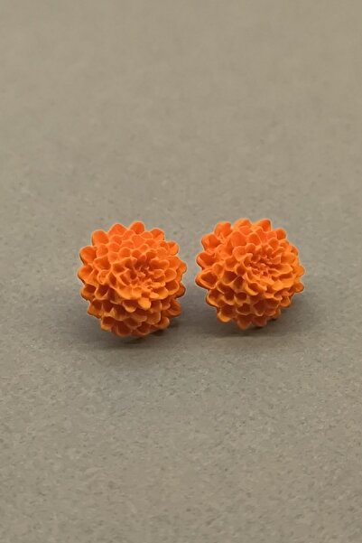 thecolourfully Chrysanthemum Earrings - Tangerine (Polymer Clay - Nail Earrin...