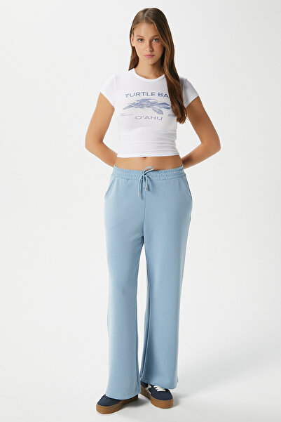 Ritnice Kadın Modal Osha Geniş Paça Mavi Eşofman Altı 11053