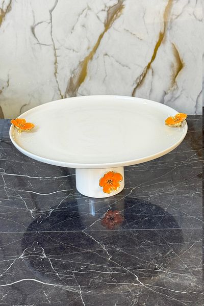 MAY HOME Lalezar Porcelain Footed Presentation Plate & Cake Pastry Cookie Presentation