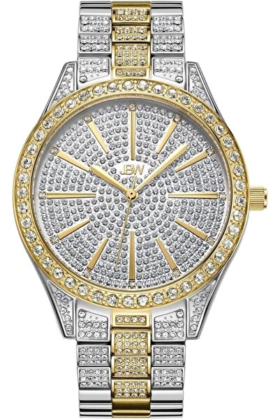 JBW ساعة يد نسائية فاخرة مرصعة بالألماس وكريستال سواروفسكي عيار 0.12 قيراط