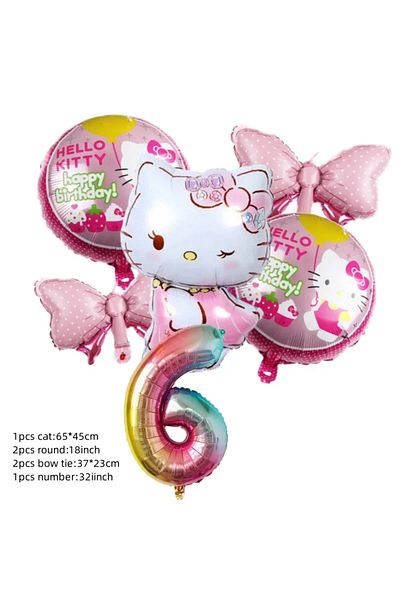 Choice Other set-6 Cute Cartoon Kitty Cat Balloons Set First 5th 6th Birthday Decoration Baby Shower Globos