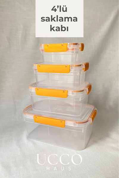 UCCO Set of 4 Lockable Leakproof Storage Containers |   375-900-1700-3000 ml |   Sealed Lid, Airtight