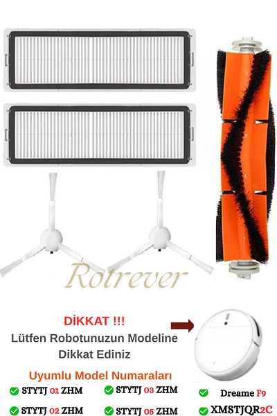 RotRever Xiaomi Mi Robot Vacuum Mop 1C-Vacuum Mop 2C Compatible Hepa Filter, Brush Replenishment Accessory Kit-5 Pieces
