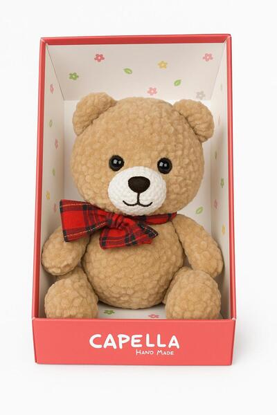 ela777 Amigurumi Kadife Ayı Uyku Arkadaşı Yumuşacık Kutulu Bebek Hediyesi