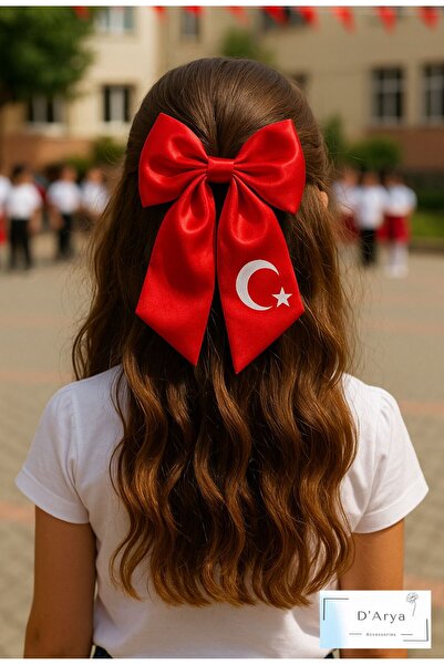 Darya DD1923 Türk Bayraklı Kırmızı Beyaz Saten Klips Toka Ay Yıldız