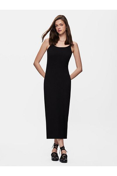 Ltb Strappy Wide Collar Black Dress