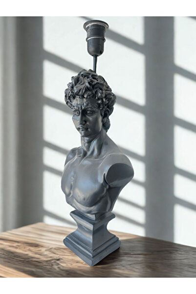 İki Cadı Tasarım Large Crested Eyebrow David Bust Lampshade, Anthracite Colored Home Office Decor Lighting Product