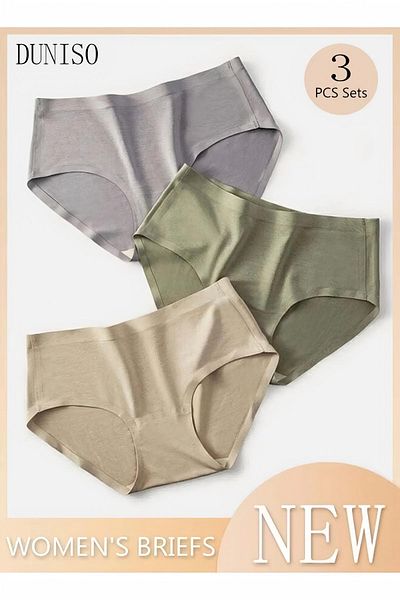 Generic مجموعة Duniso المكونة من 3 قطع من الملابس الداخلية النسائية، سراويل داخلية مودال متوسطة الارتفاع، سراويل داخلية عالية المرونة، ناعمة، تغطية كاملة
