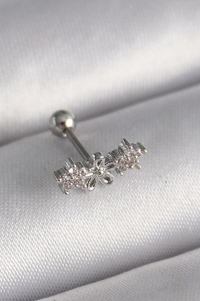 Clariss 316L Steel Silver Color Zircon Stone Flower Tragus Piercing