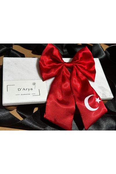 Darya D’Arya Turkish Flag Red and White Satin Clip Hairpin – Moon Star April 23 October 29 Dd1923