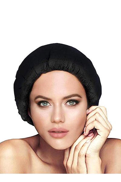 Generic غطاء شعر جاف وترطيب عميق وحرارة، أسود 23×23×2 سم