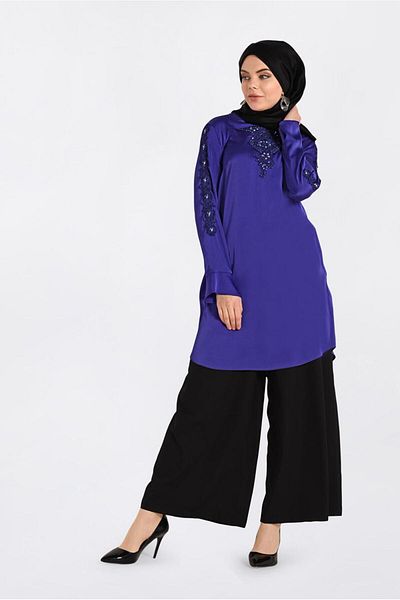 Alvina Stone Detailed Guipure Tunic 4301